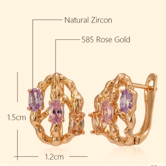 Rose Gold Colorful Zircon Dangle Earrings - Picture 3 of 3